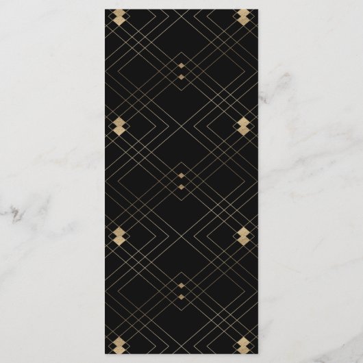 Gold Diamond Black Geometric Deco Gatsby Wedding Programm (Rückseite)