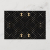 Gold Diamond Black Geometric Deko Gatsby Wedding Begleitkarte (Rückseite)
