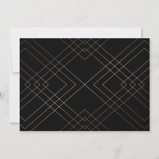 Gold Diamond Black Geometric Deko Gatsby Wedding Einladung (Rückseite)