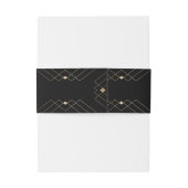 Gold Diamond Black Geometric Deko Gatsby Wedding Einladungsbanderole (Rückseitenbeispiel)