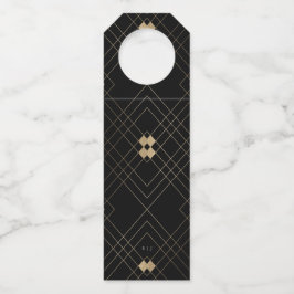 Gold Diamond Black Geometric Deko Gatsby Wedding Flaschenanhänger