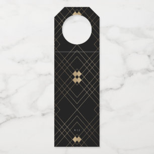 Gold Diamond Black Geometric Deko Gatsby Wedding Flaschenanhänger