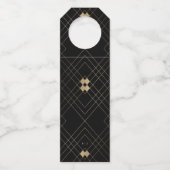 Gold Diamond Black Geometric Deko Gatsby Wedding Flaschenanhänger (Rückseite)