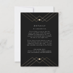 Gold Diamond Black Geometric Deko Gatsby Wedding RSVP Karte