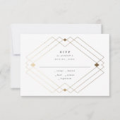 Gold Diamond Black Geometric Deko Gatsby Wedding RSVP Karte (Vorderseite)
