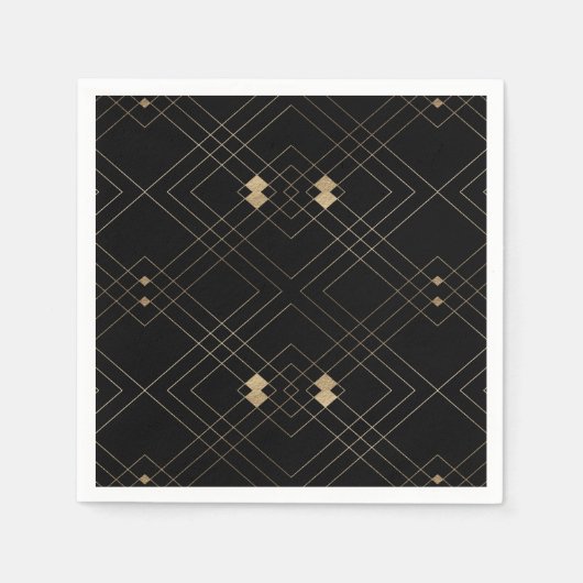 Gold Diamond Black Geometric Deko Gatsby Wedding Serviette (Vorderseite)