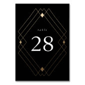 Gold Diamond Black Geometric Deko Gatsby Wedding Tischnummer (Vorderseite)