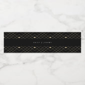 Gold Diamond Black Geometric Deko Gatsby Wedding Wasserflaschenetikett (Einzelnes Label)