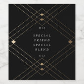 Gold Diamond Black Geometric Deko Gatsby Wedding Weinetikett (Einzelnes Label)
