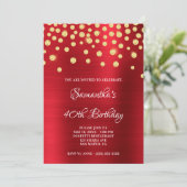 Gold Diamond Confetti Red Foil Satin Ombre Einladung (Stehend Vorderseite)