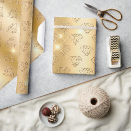 Gold Diamond Elegante Sparkle Wedding Verlobung Geschenkpapier