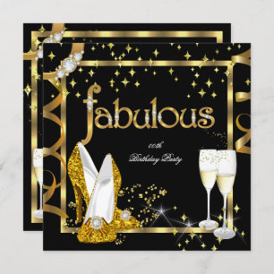Gold Diamond Fabulous Glitzer High Heels Party Einladung