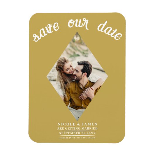 Gold Diamond Foto Wedding Save the Date Magnet (Vertikal)