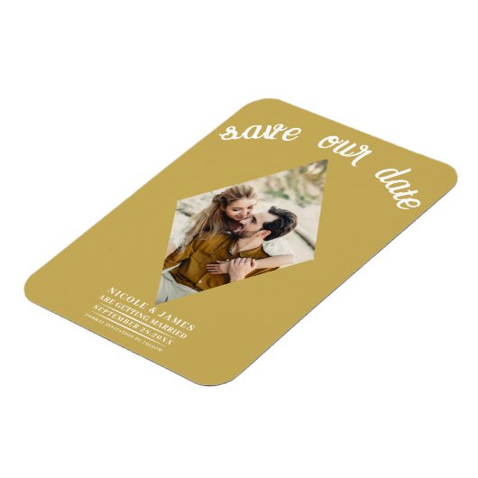 Gold Diamond Foto Wedding Save the Date Magnet (Linke Seite)