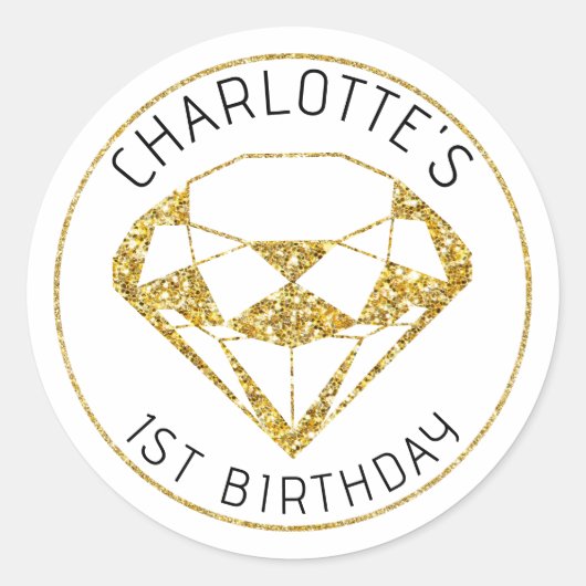 Gold Diamond Gem Birthday Gevor Sticker (Vorderseite)