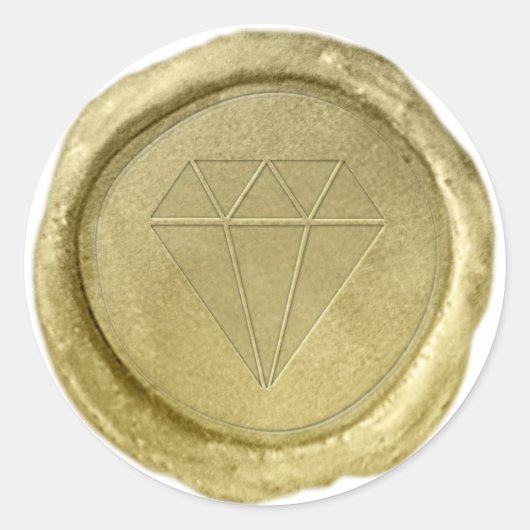 Gold Diamond Gem Shape Wax Siegel Look Sticker (Vorderseite)