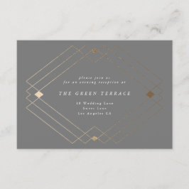 Gold Diamond Gray Geometric Deko Gatsby Wedding Begleitkarte