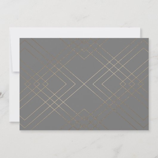 Gold Diamond Gray Geometric Deko Gatsby Wedding Einladung (Rückseite)