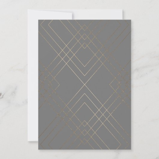 Gold Diamond Gray Geometric Deko Gatsby Wedding Einladung (Rückseite)