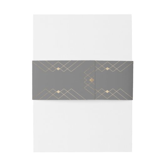 Gold Diamond Gray Geometric Deko Gatsby Wedding Einladungsbanderole (Rückseitenbeispiel)