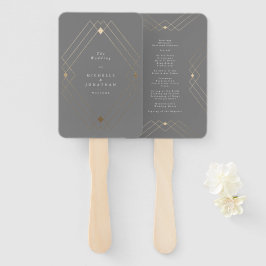Gold Diamond Gray Geometric Deko Gatsby Wedding Fächer