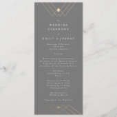 Gold Diamond Gray Geometric Deko Gatsby Wedding Programm (Vorderseite)