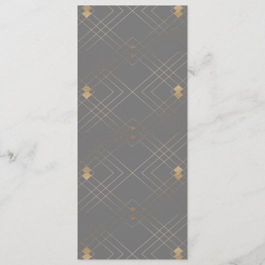 Gold Diamond Gray Geometric Deko Gatsby Wedding Programm (Rückseite)