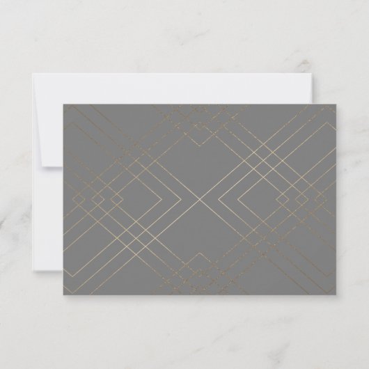 Gold Diamond Gray Geometric Deko Gatsby Wedding RSVP Karte (Rückseite)