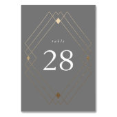 Gold Diamond Gray Geometric Deko Gatsby Wedding Tischnummer (Vorderseite)