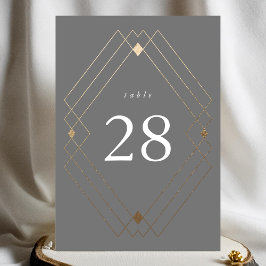 Gold Diamond Gray Geometric Deko Gatsby Wedding Tischnummer