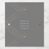 Gold Diamond Gray Geometric Deko Gatsby Wedding Weinetikett (Einzelnes Label)
