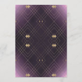 Gold Diamond Lila Geometric Deko Gatsby Wedding Menükarte (Rückseite)