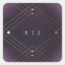 Gold Diamond Lila Geometric Deko Gatsby Wedding Quadratischer Aufkleber