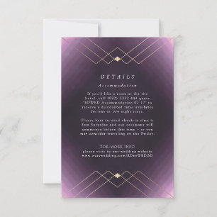 Gold Diamond Lila Geometric Deko Gatsby Wedding RSVP Karte