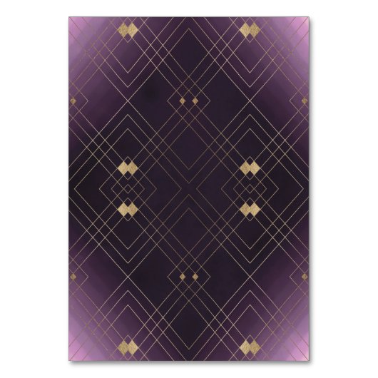 Gold Diamond Lila Geometric Deko Gatsby Wedding Tischnummer (Rückseite)