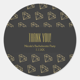 Gold Diamond Modern Design Bachelorette Bevorzugun Runder Aufkleber