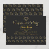 Gold Diamond Modern Design Engagement Party Einladung (Vorne/Hinten)