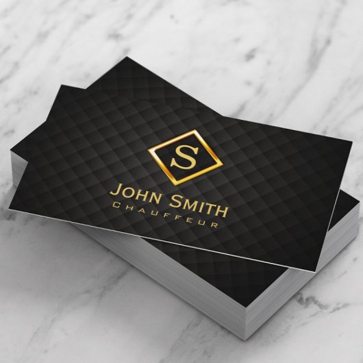 Gold Diamond Monogram Chauffeur Business Card Visitenkarte