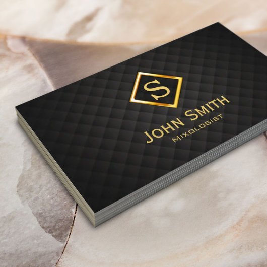 Gold Diamond Monogram Mixologe Business Card Visitenkarte