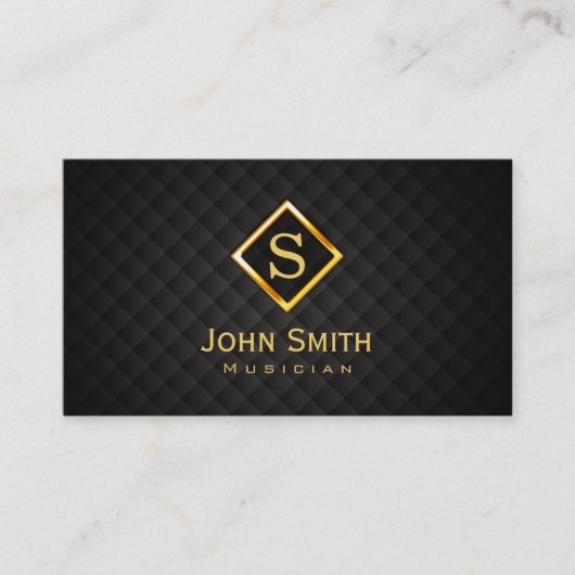 Gold Diamond Monogram Musician Business Card Visitenkarte (Vorderseite)
