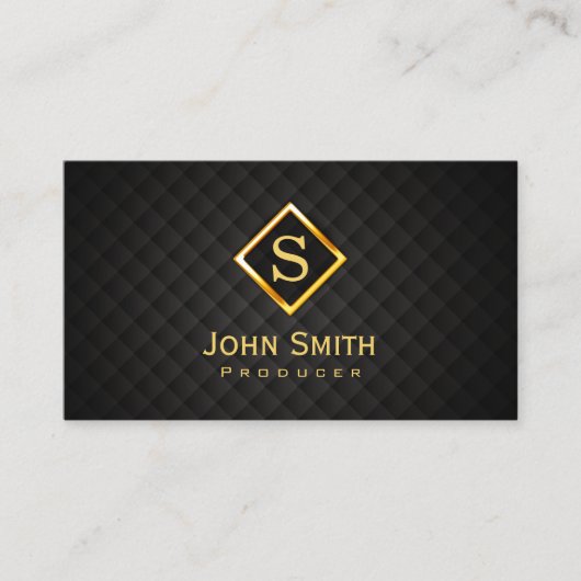 Gold Diamond Monogram Producer Business Card Visitenkarte (Vorderseite)
