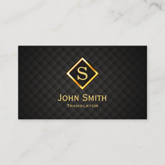 Gold Diamond Monogram Translator Business Card Visitenkarte (Vorderseite)