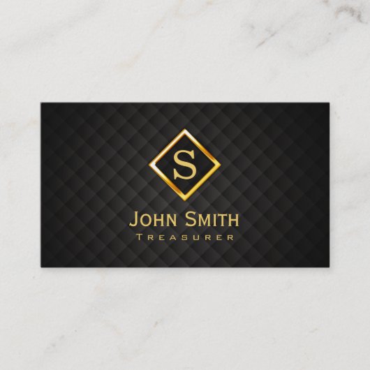 Gold Diamond Monogram Treasurer Business Card Visitenkarte (Vorderseite)