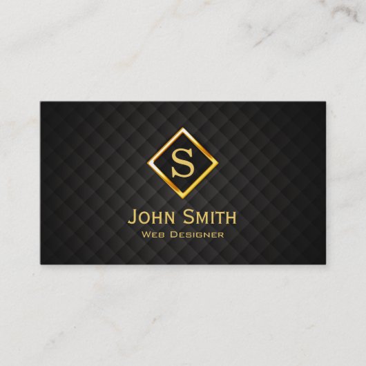 Gold Diamond Monogram Web Design Business Card Visitenkarte (Vorderseite)