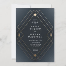 Gold Diamond Navy Geometric Deko Gatsby Wedding