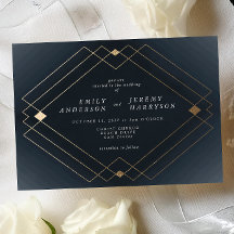 Gold Diamond Navy Geometric Deko Gatsby Wedding