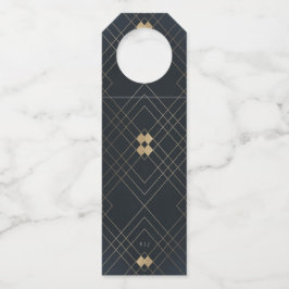 Gold Diamond Navy Geometric Deko Gatsby Wedding Flaschenanhänger