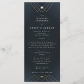 Gold Diamond Navy Geometric Deko Gatsby Wedding Programm (Vorderseite)