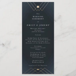 Gold Diamond Navy Geometric Deko Gatsby Wedding Programm