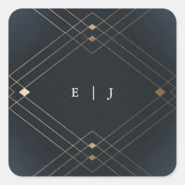 Gold Diamond Navy Geometric Deko Gatsby Wedding Quadratischer Aufkleber